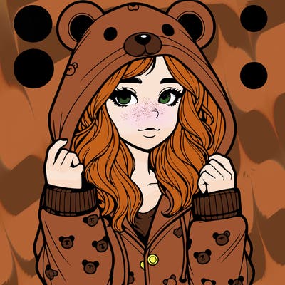 realistic girl in a animal pjs hoodie