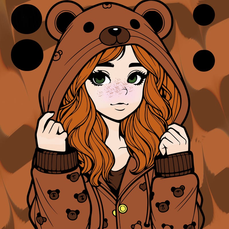 realistic girl in a animal pjs hoodie