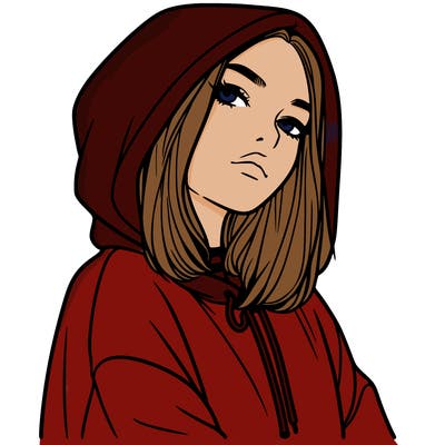 a realistic girl in a hoodie