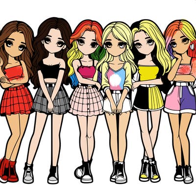 a group of girls realistic
