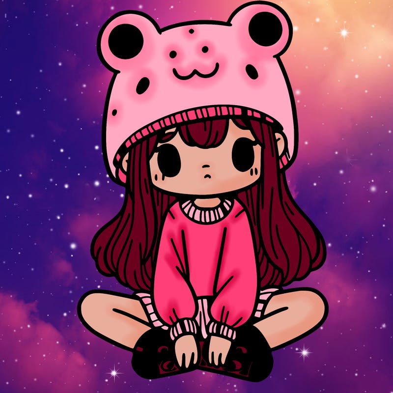 a girl wearing a frog hat and some frog socks