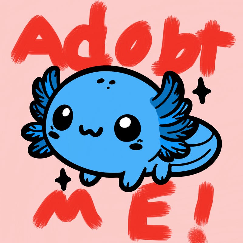 cute easy baby axolotl