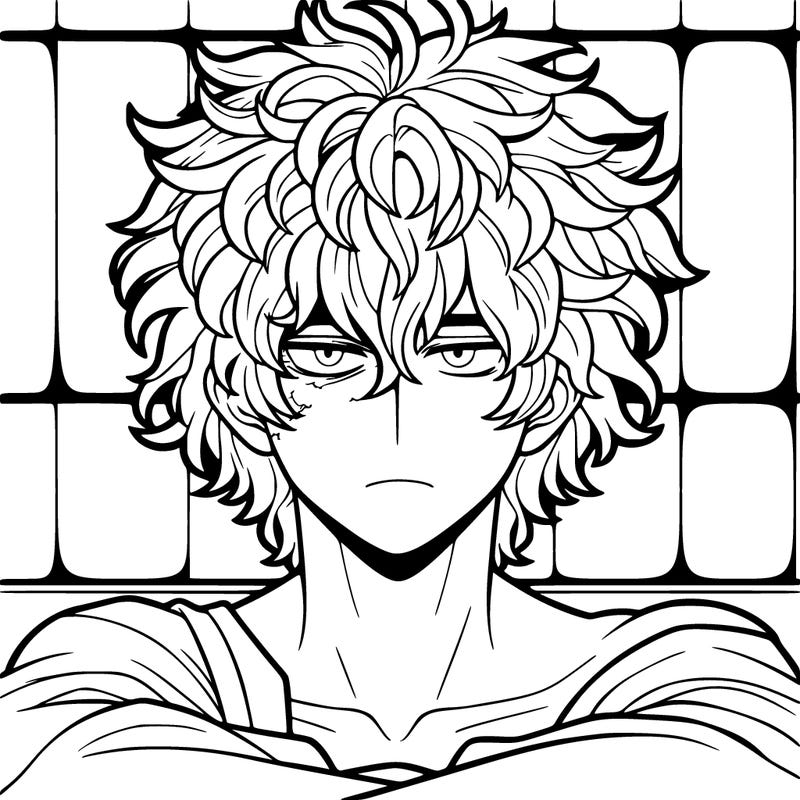 shoto todoroki with messy curly hair like bangs sitting against the wall, very realistic and detail