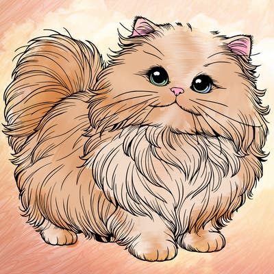 realistic fluffy cat