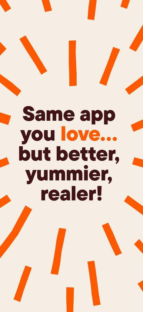 Promotional screen for the Talabat app with the slogan Same app you love but better yummier realer