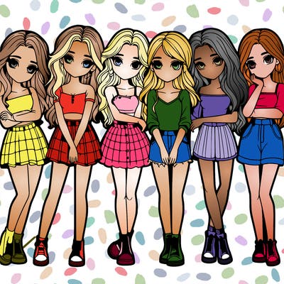 a group of girls realistic