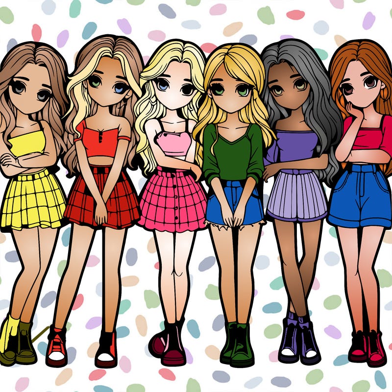 a group of girls realistic