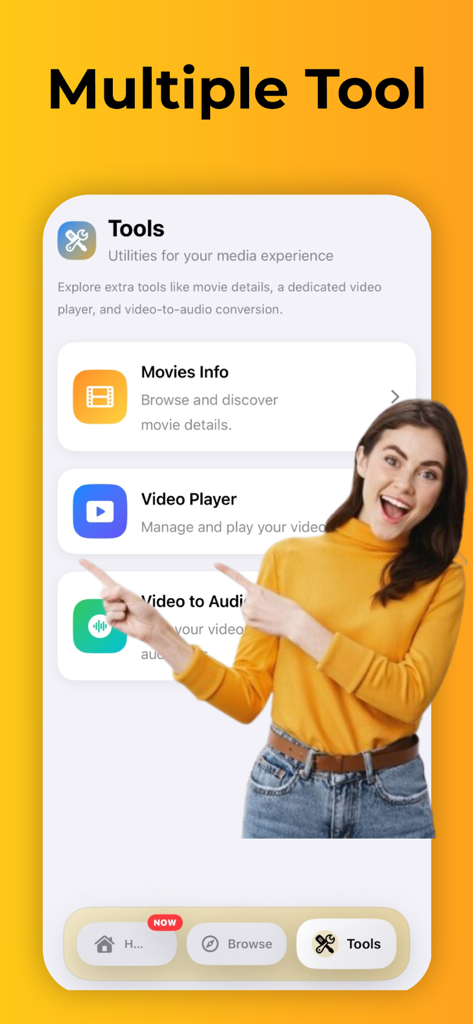 SnapTube : HD Videos Mp3 Music - SnapTube app interface displaying various tools including Movies Info, Video Player, and Video to Audio converter.