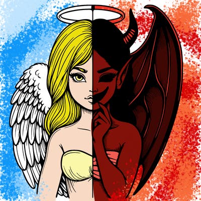 realistic angel half demon