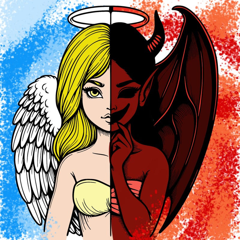 realistic angel half demon