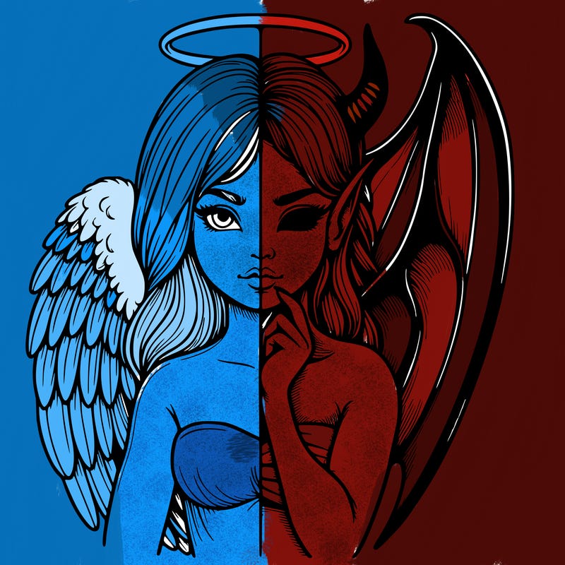 realistic angel half demon