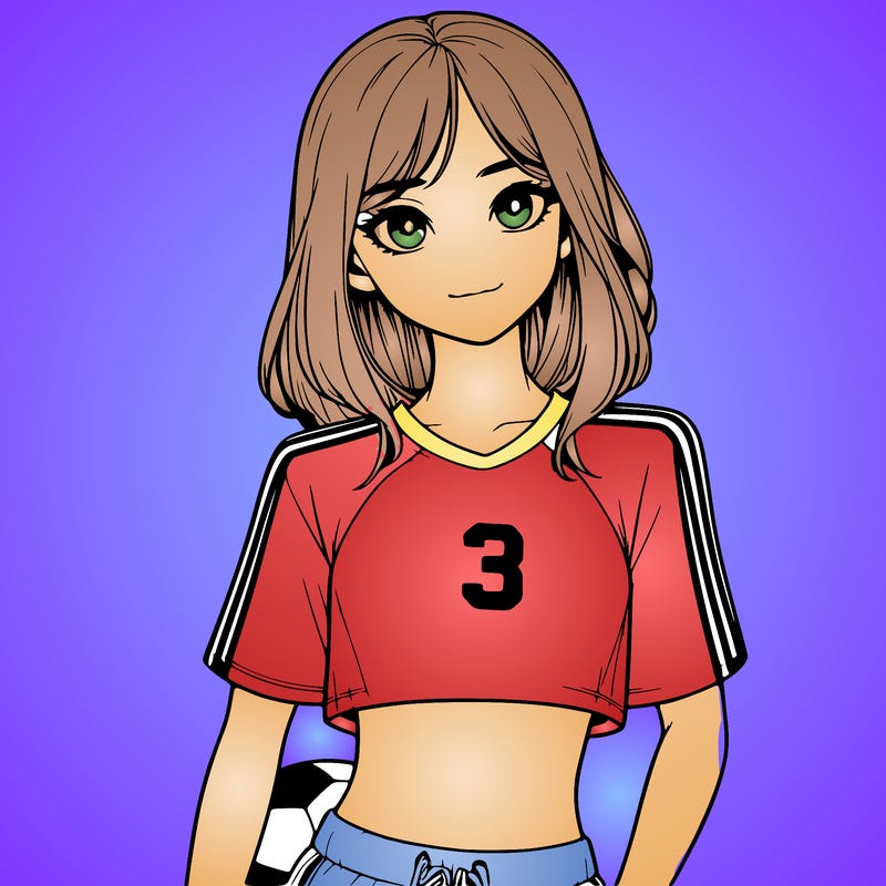 realistic girl wearing soccer jersey