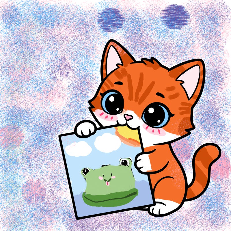 a small cat with a blank sheet of paper in its hand. the cat is sooooooo cute!