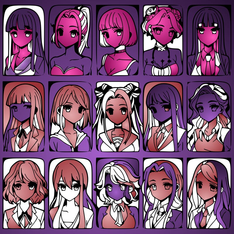 girls that look diffrent anime