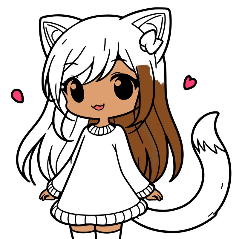 girl with cat ears and tail