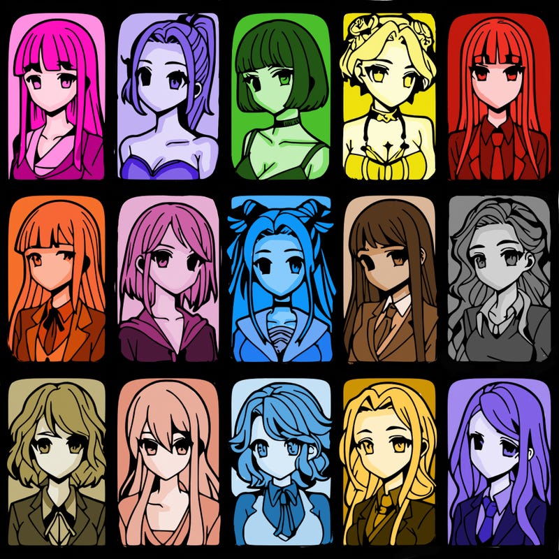 girls that look diffrent anime