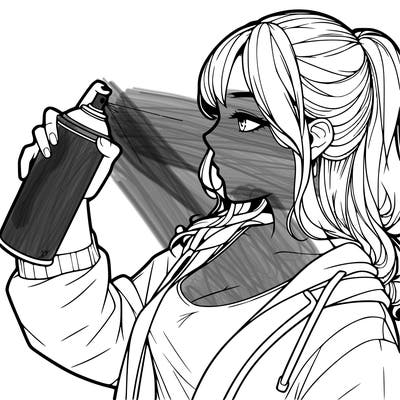 a realistic girl spray, painting