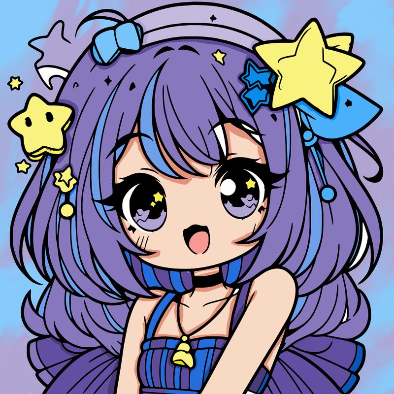 cute anime girl with star accessories