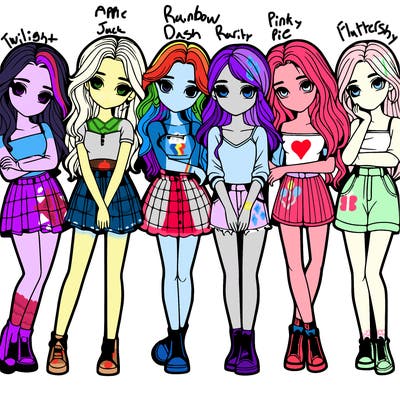 a group of girls realistic