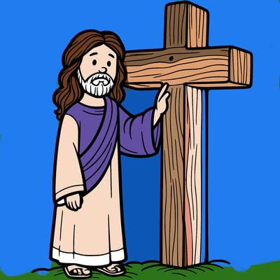 jesus standing beside the cross