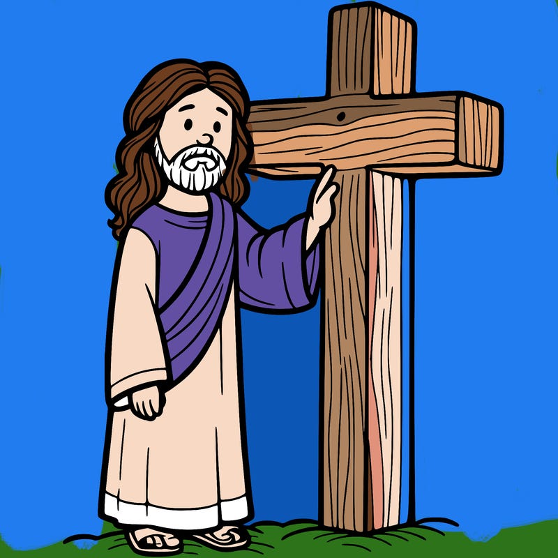 jesus standing beside the cross