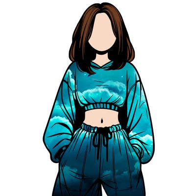realistic girl faceless with baggy pants and a crop top