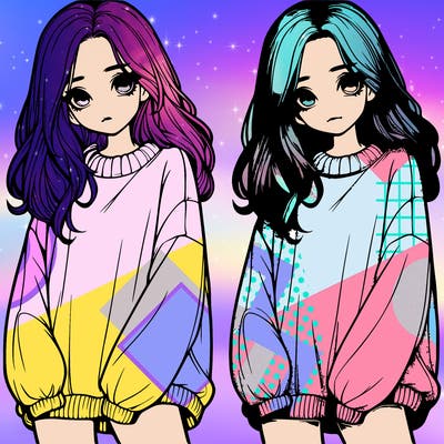 realistic girl with baggy sweater