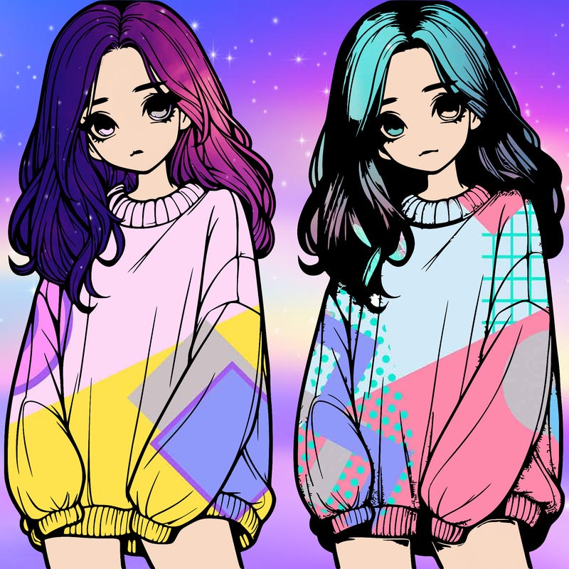 realistic girl with baggy sweater