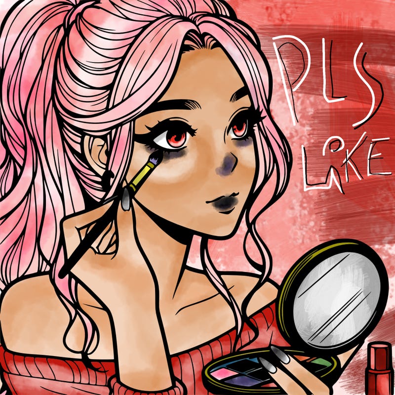 a realistic girl doing her makeup