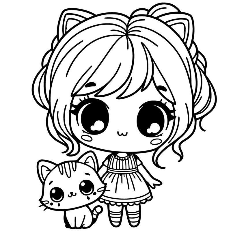 cute girl with cat