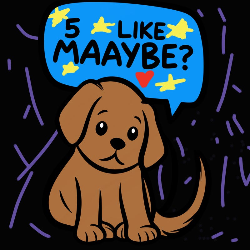 a puppy that says 5 like maybe