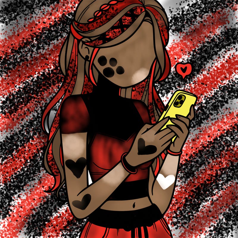 girl with crop top texting on her phone