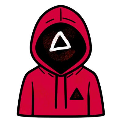 a person with non face waering a hoodie with a small triangle symbol
