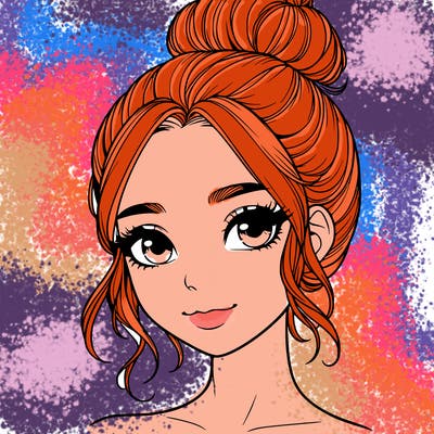realistic pretty girl with hair in bun
