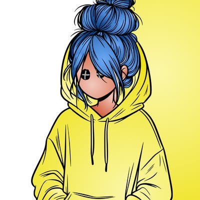 girl in oversized hoodie and messy bun