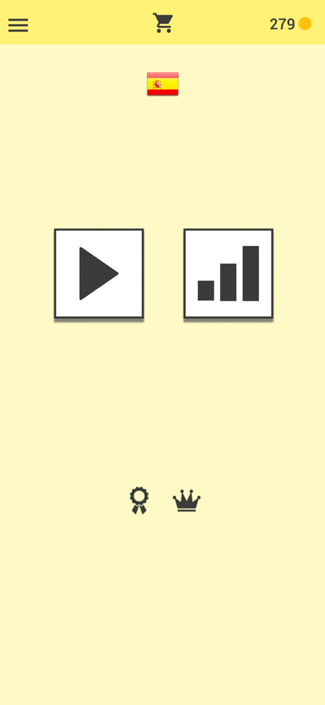 The main menu screen of the True Or False trivia app showing play and statistics buttons
