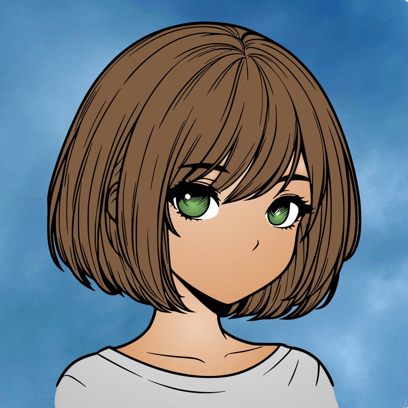 realistic girl with short hair
