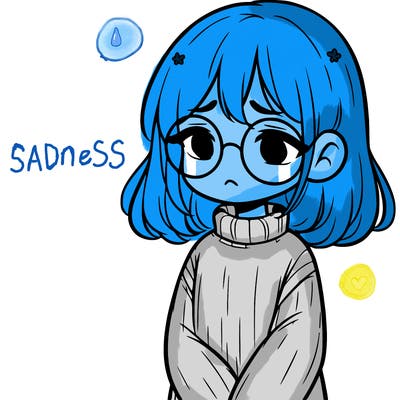 sad girl with glasses in a sweater