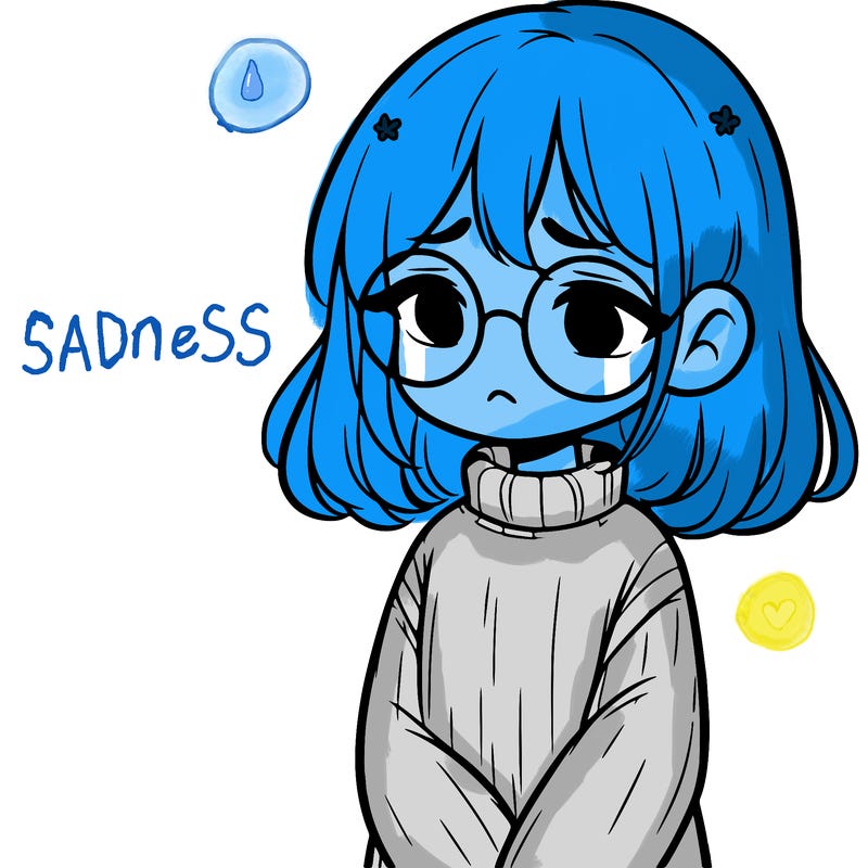 sad girl with glasses in a sweater