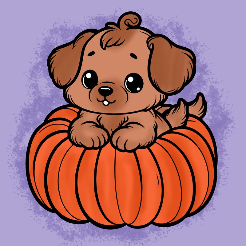 cute little puppy in a pumpkin