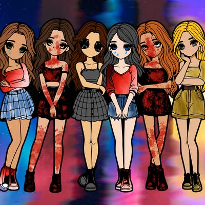 a group of girls realistic