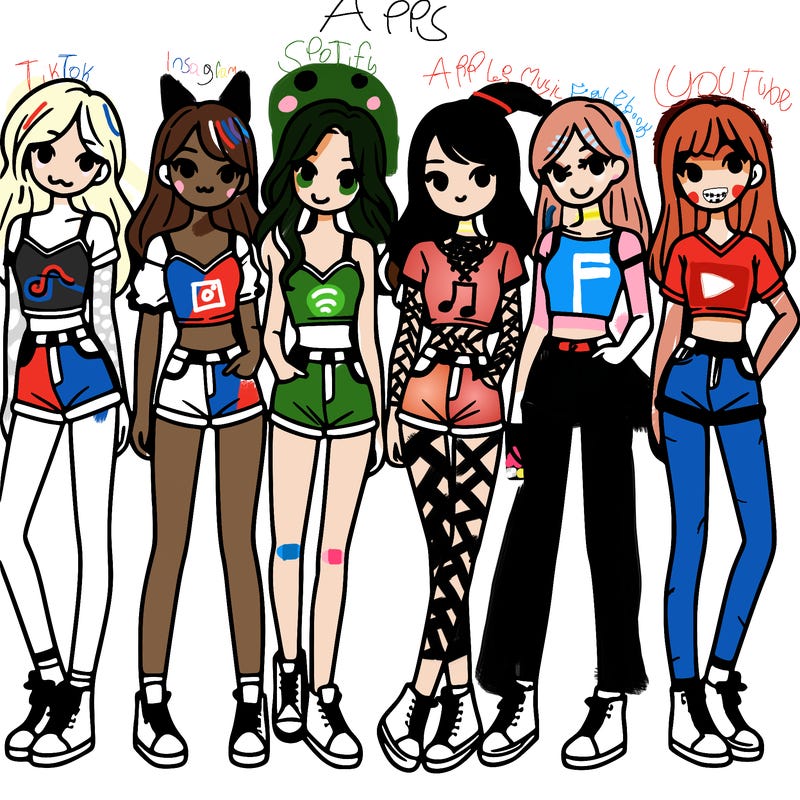 a group of girls wearing crop tops and shorts