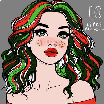 realistic girl with wavy hair and lips