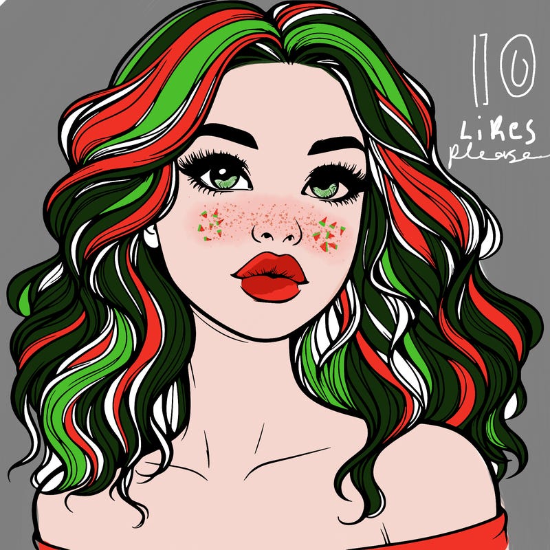 realistic girl with wavy hair and lips