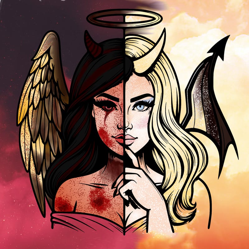 realistic half angel half devil