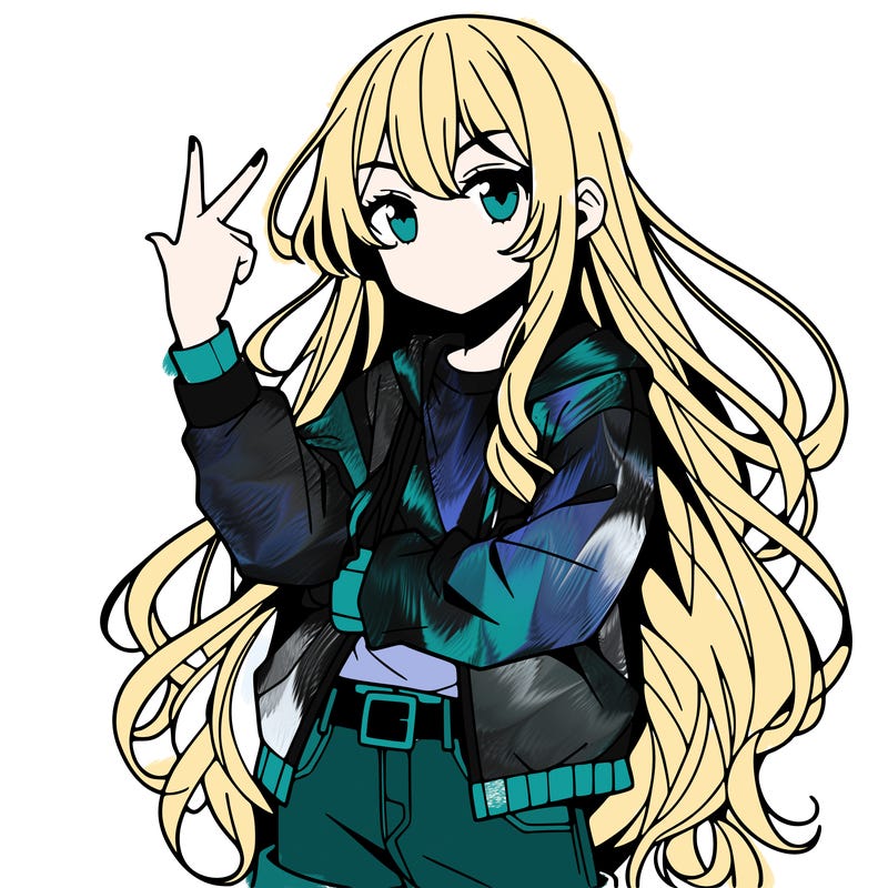 one anime girl with long hair and a cool pose