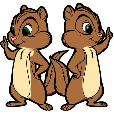 two tamias standing up split realistic