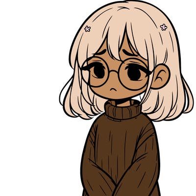 sad girl with glasses in a sweater