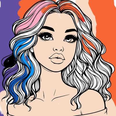 realistic girl with wavy hair and lips