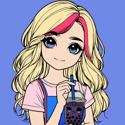 realistic girl with bubble tea in her hand